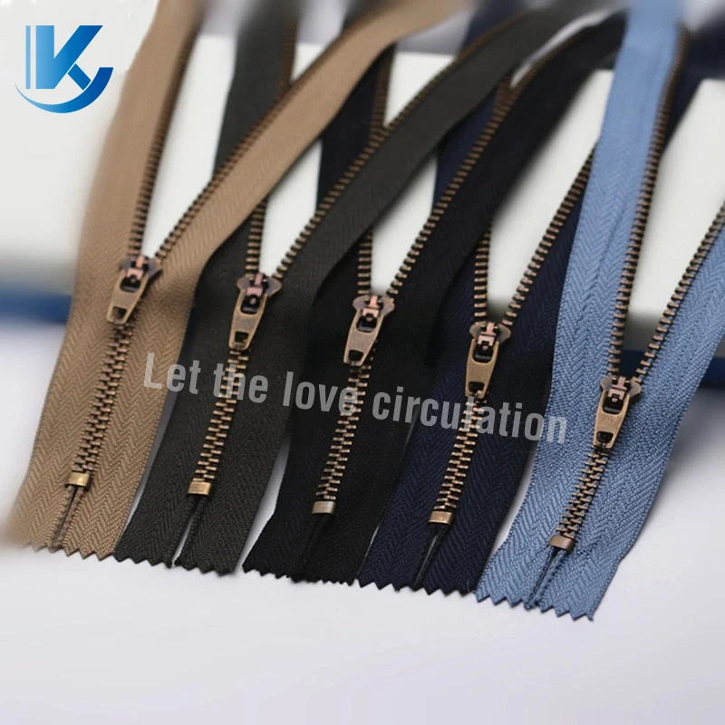 3#/5# brass YG zipper with semi auto lock slider for jeans