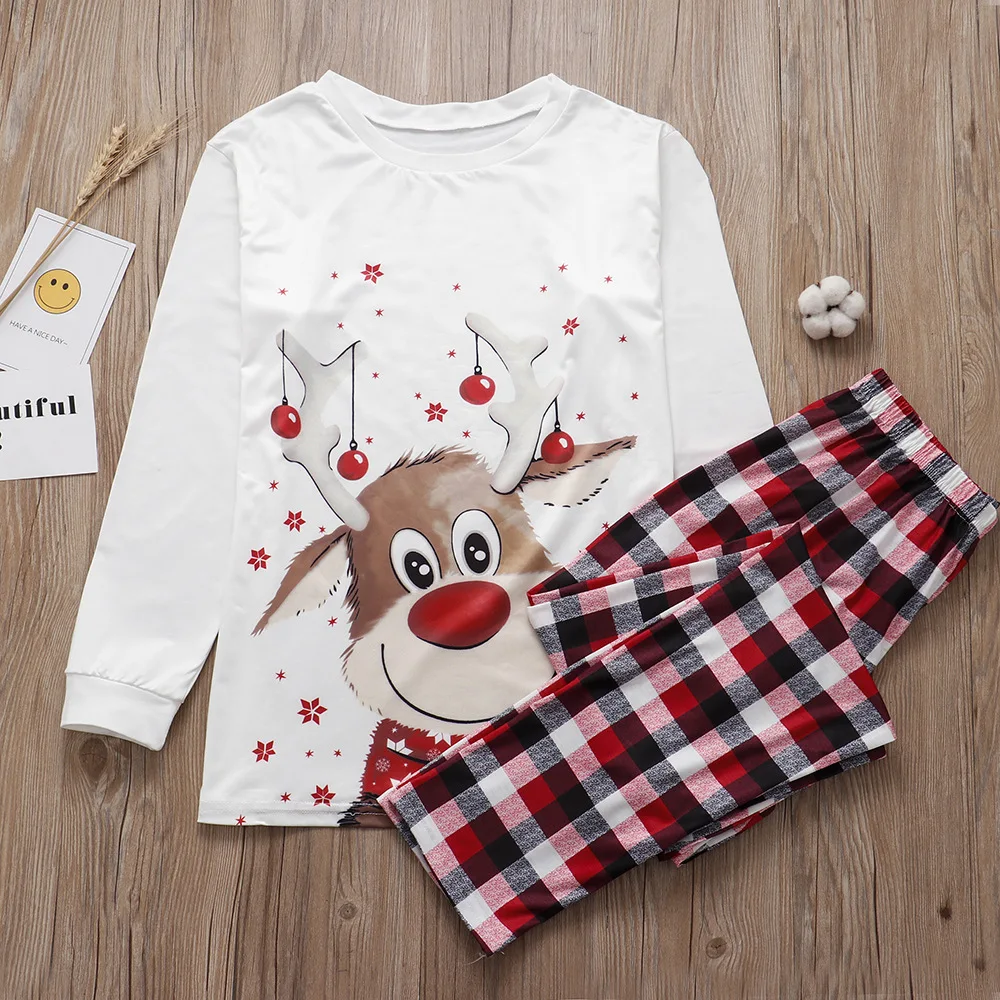 Family Holiday Party Matching Pajama Sets Elk Print Comfortable Family Suit Christmas Clothing
