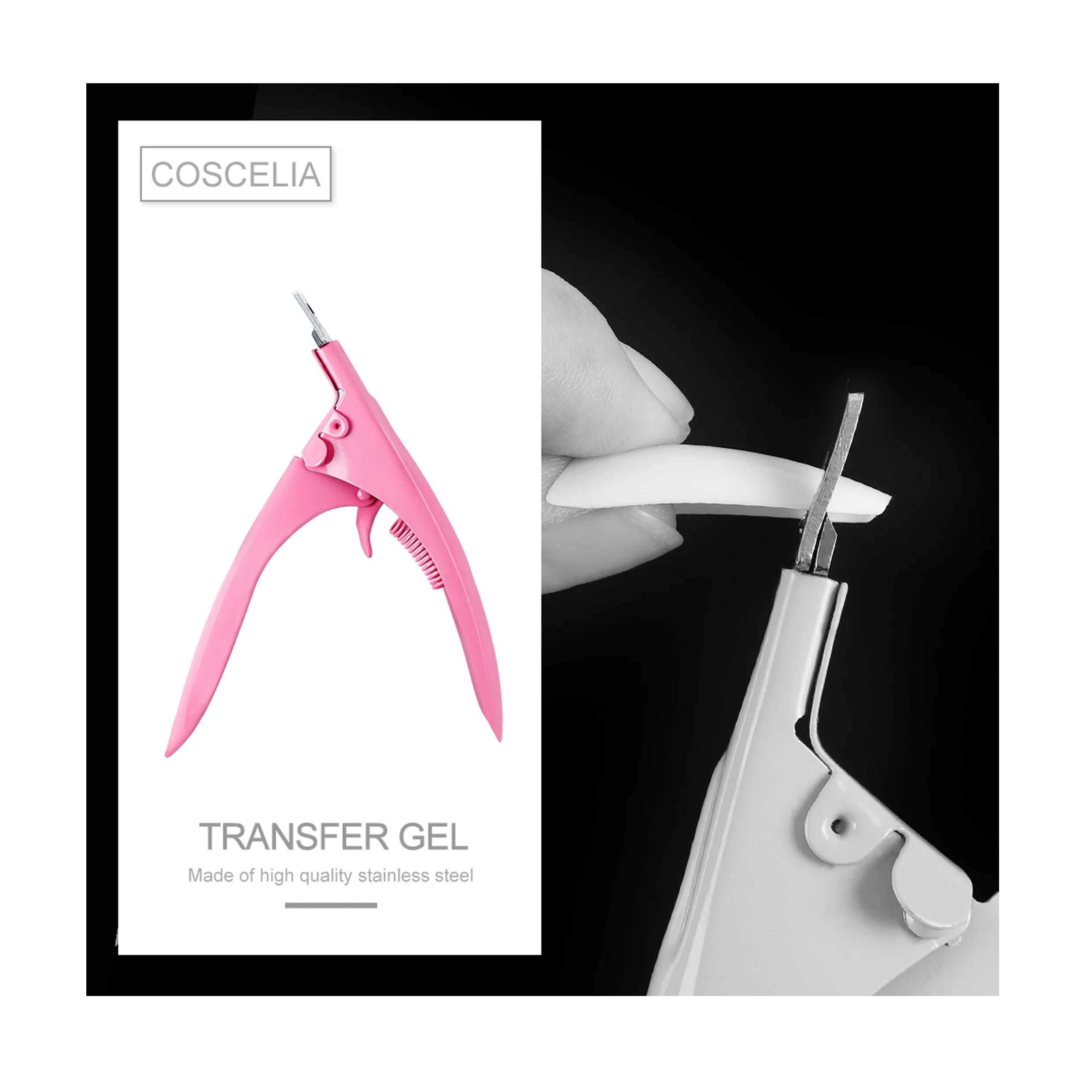 High Quality Professional Manicure/Pedicure Acrylic False Nail Art Tips Clippers Edge Cutter Pink Nail Nipper Tools Stainless Steel sample