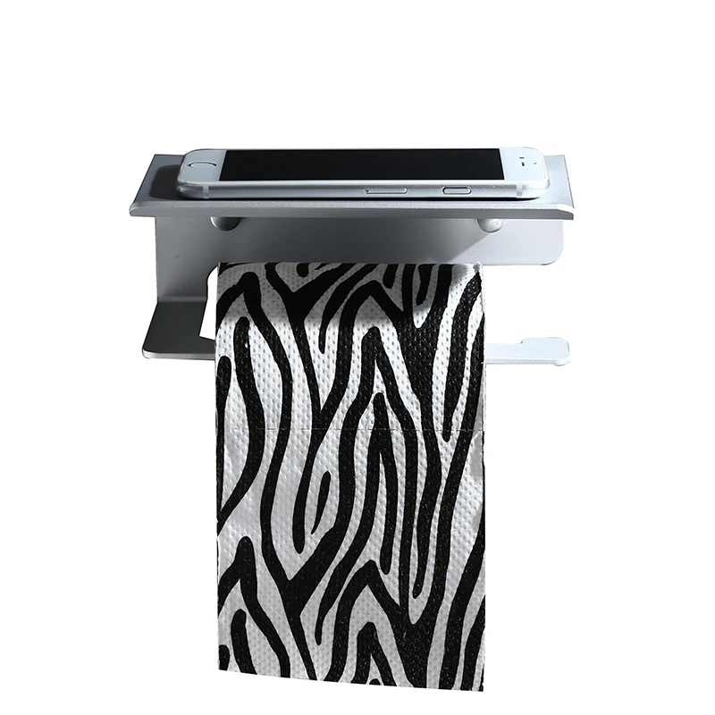 Matte Black Toilet Paper Holder with Shelf Toilet Paper Roll Holder with Shelf Wall Mounted by Self Adhesive Tape or Screws