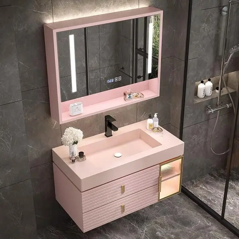 New Arrival factory price Pink Home Style Bathroom Vanity Wood Living Room Cabinets Decorative Wood Furniture