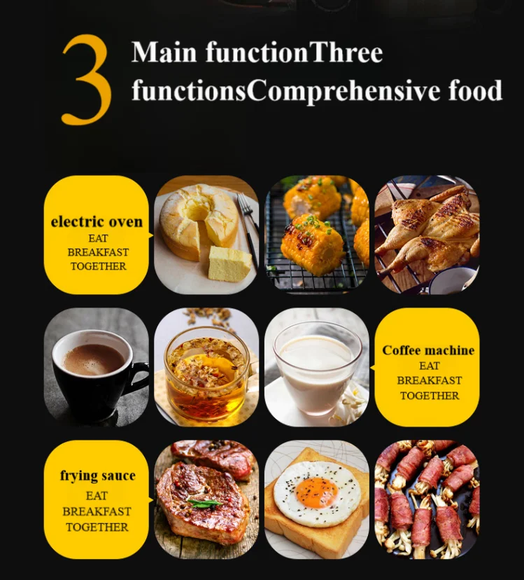 Household Multifunction Breakfast Coffee Maker Machine Temperature Control Breakfast Sandwich Maker 3 In 1 Breakfast Makers
