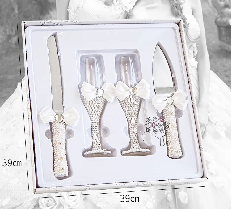 Custom wholesale luxury wedding Jute Handles champagne coupe glass long cake cutting knife cutter saw and pie server set