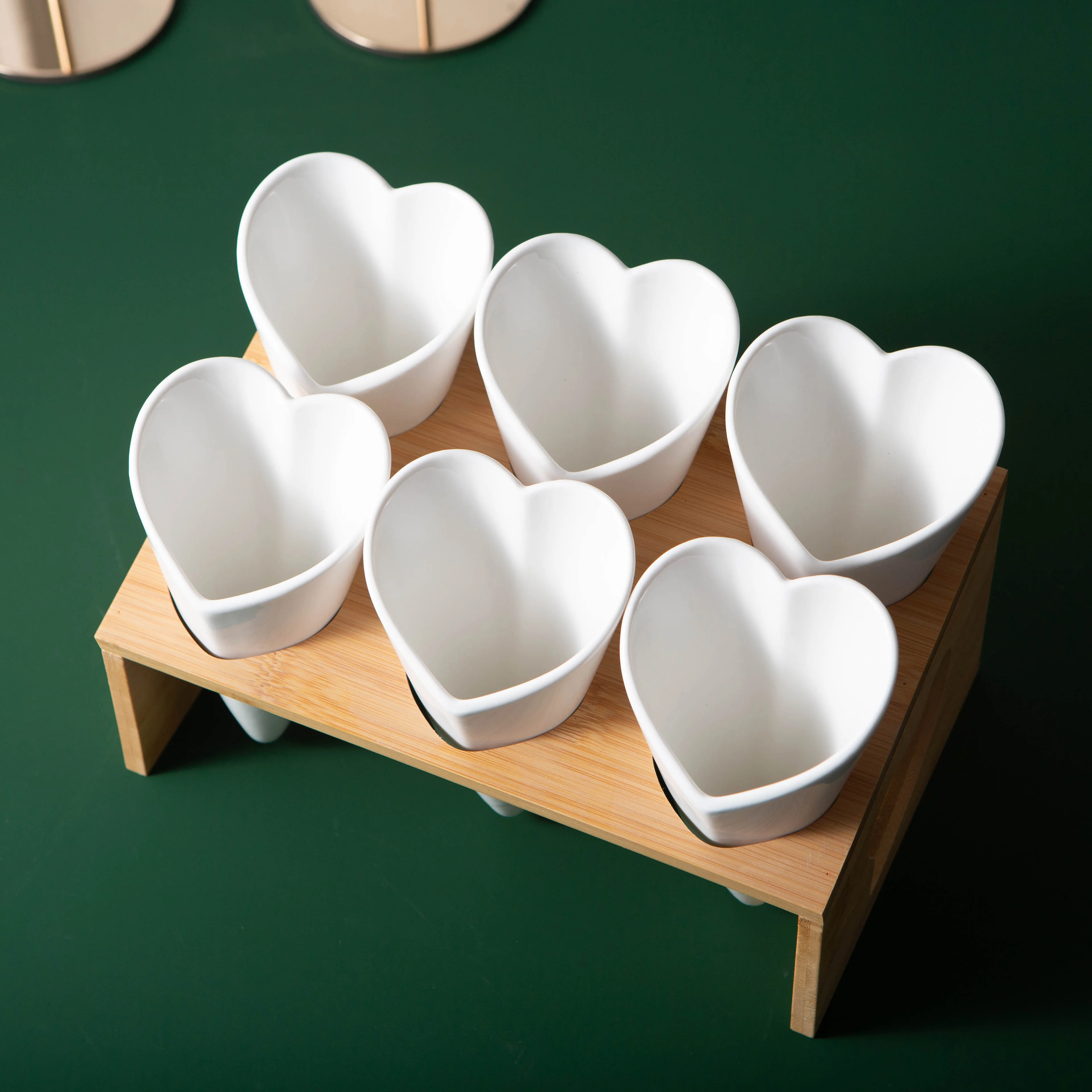 Ready To Ship Heart Stone Porcelain fry French Fries Cup Holder Hotel Serving Popcorn Ceramic bowl set