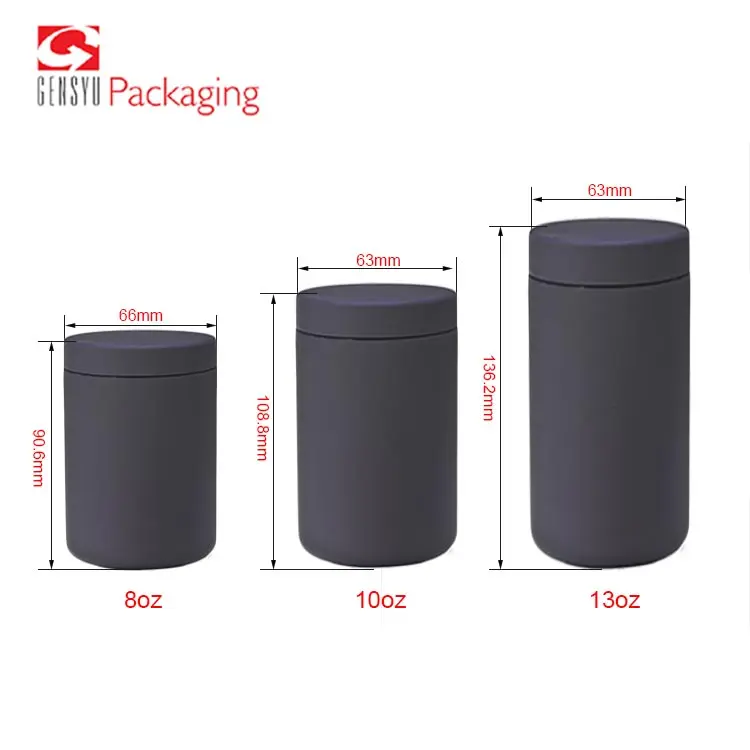 Factory Supplier Offering 8 oz 10 oz 13 oz Black HDPE Plain Bottle For Food Soybean Powder Milk Protein Powder Packaging Jars