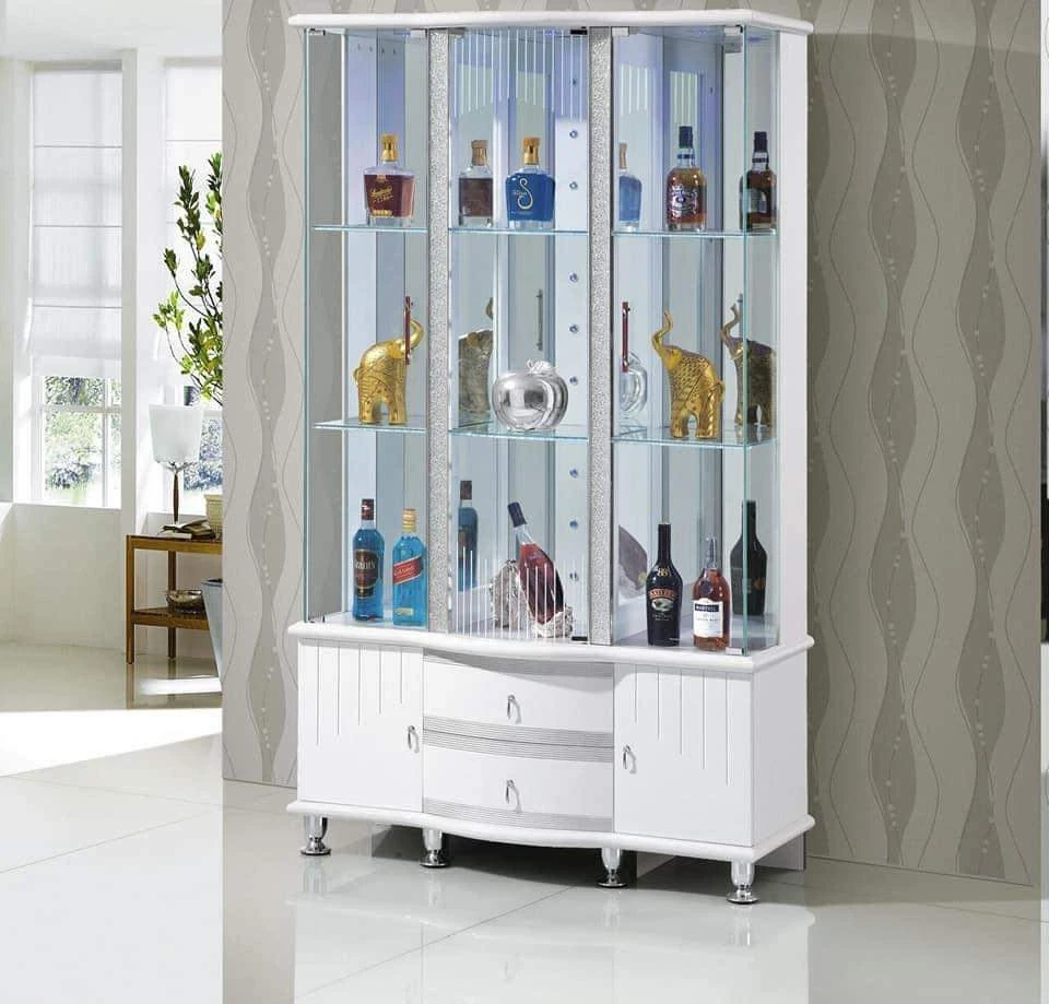 Hot sale Luxury furniture Design wooden White Wine Display Cabinet for Living Room