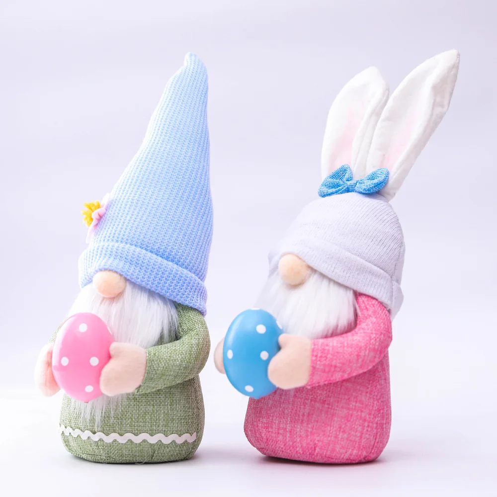 Easter Handmade Gonk Tiered Tray Crafts Swedish Gnome Holding Eggs Spring Holiday Decorative Bunny Easter Gnome Plush Doll