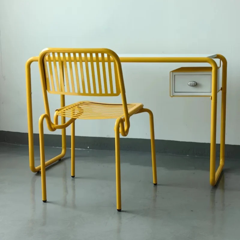 Metal Furniture Home Office Working Chair Backrest Armless Metal Chair Apartment Living Room Dining Chair