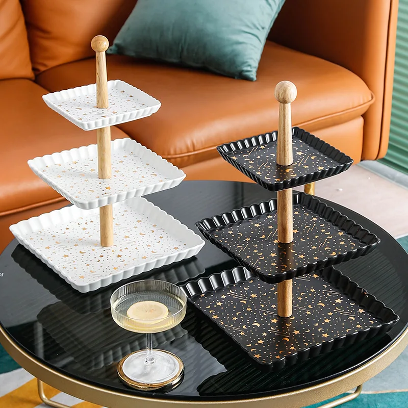 New Design Dessert Display Stand Cake Decoration Food Dessert Marble Ceramic Plate Cake Stand Birthday Wedding Part