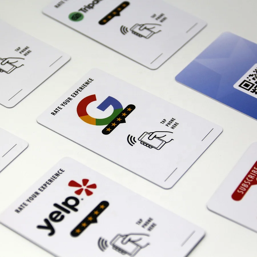 Custom Touchless Nfc Tag Cards Tappable Google Review Cards Pvc Card With Chip NTAG215