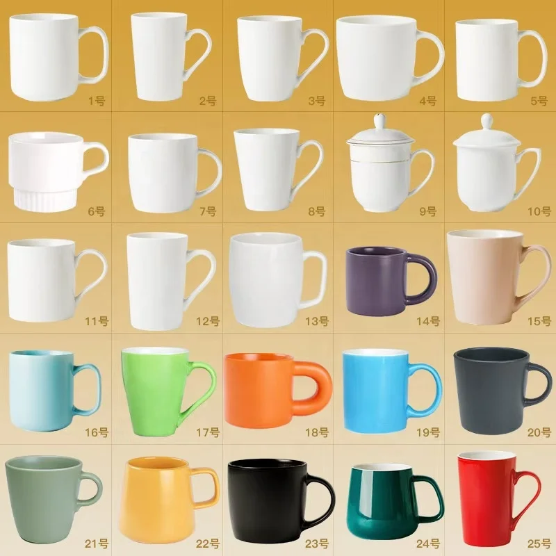 Various Styles Of Diy Mugs New Bone China Mugs Coffee Cups Ceramic White Custom Logo Printed Coffee Cups
