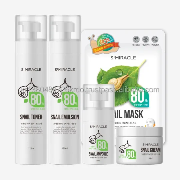 Private Label OEM NMPA Certified Snail Extracted Korea Skincare Set Mask Toner Emulsion Product Made in Korea
