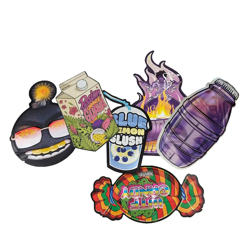 Custom Printed Ziplock Childproof Baggies Edible Packaging 3.5g 8th 7g 14g 28g Smell Proof Candy Gummy Plastic Die Cut Mylar Bag