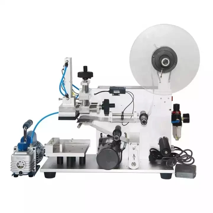 MT-60 Semi automatic Small Flat Surface Square Cosmetic Bottle Pouch Can Label Applicator Double Side Sticker