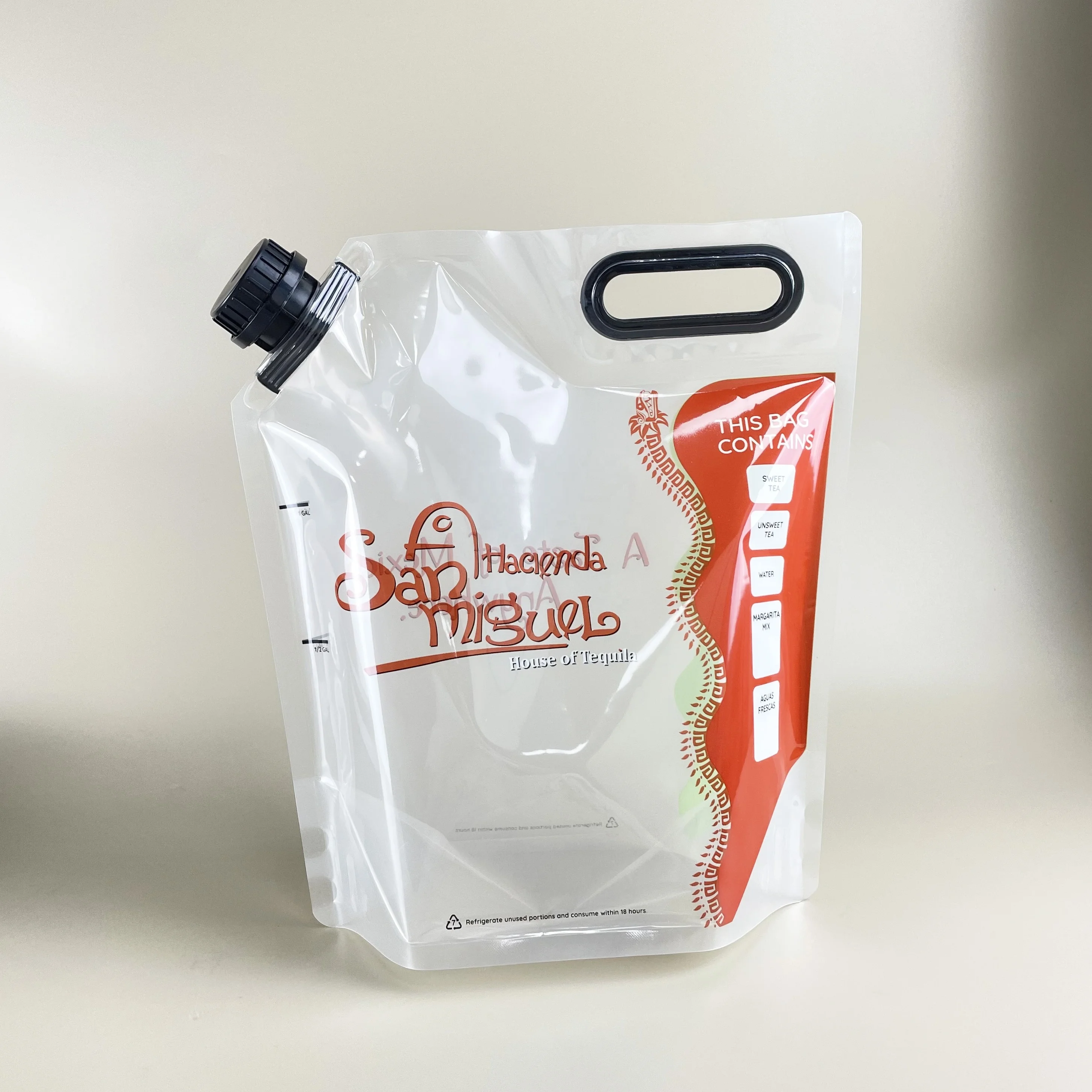 4L drinking water bag spout pouch catering beverage bags for sweet tea filling