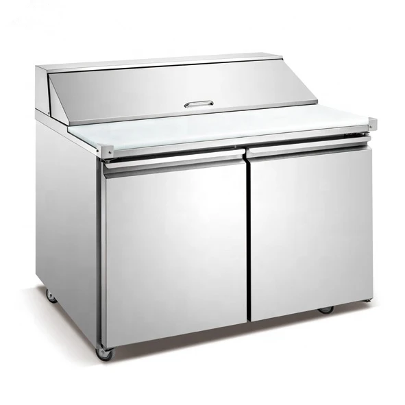Hot selling appliances pizza refrigerator stainless steel commercial kitchen freezer with marble preparation workbench
