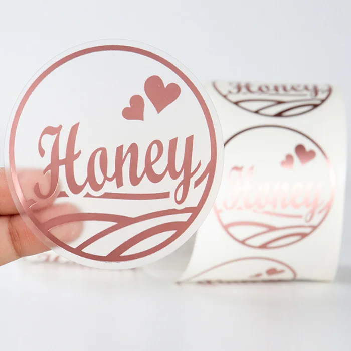 Custom Hot Foil Stamping Holographic Self Adhesive Sticker UV Embossed Gold Foil Printing Clear Logo Stickers