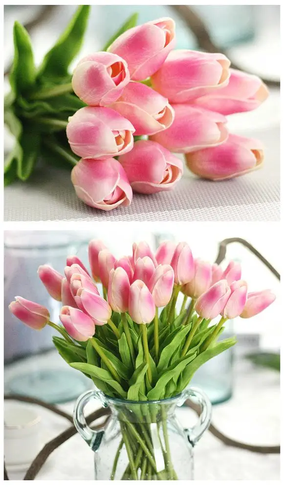 cheap Factory wholesale mini PU silk flowers wedding home faux flowers artificial flowers tulip