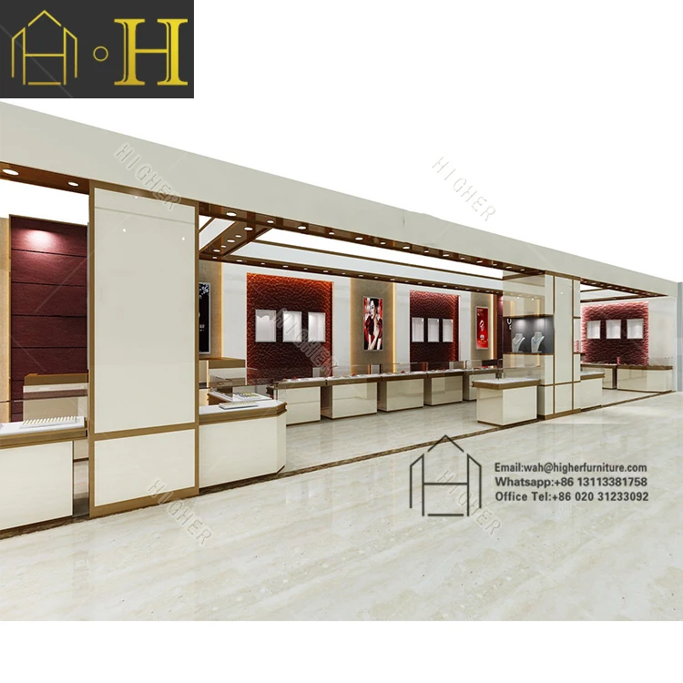 Modern luxury jewelry display counter jewelry  showcases design jewelry shop showcase