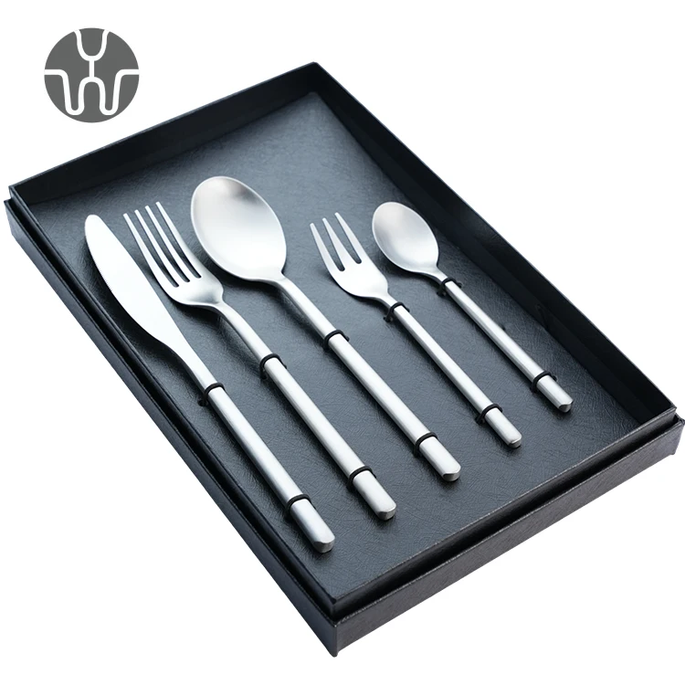 Knives Spoon and Forks Stainless Steel Hammered Sand Polished Cutlery Set Restaurant Wedding Gold Flatware