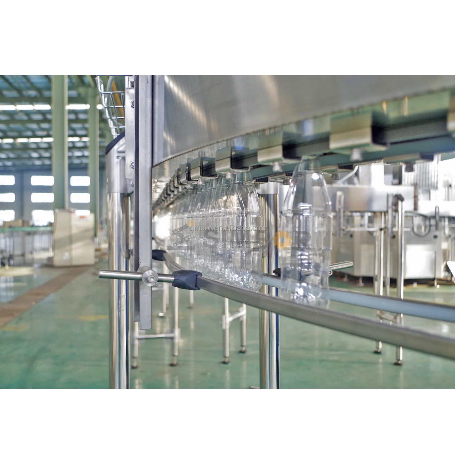 empty plastic bottle air blow feed conveyor tunnel drink empty plastic bottle blow air wind tunnel conveyor