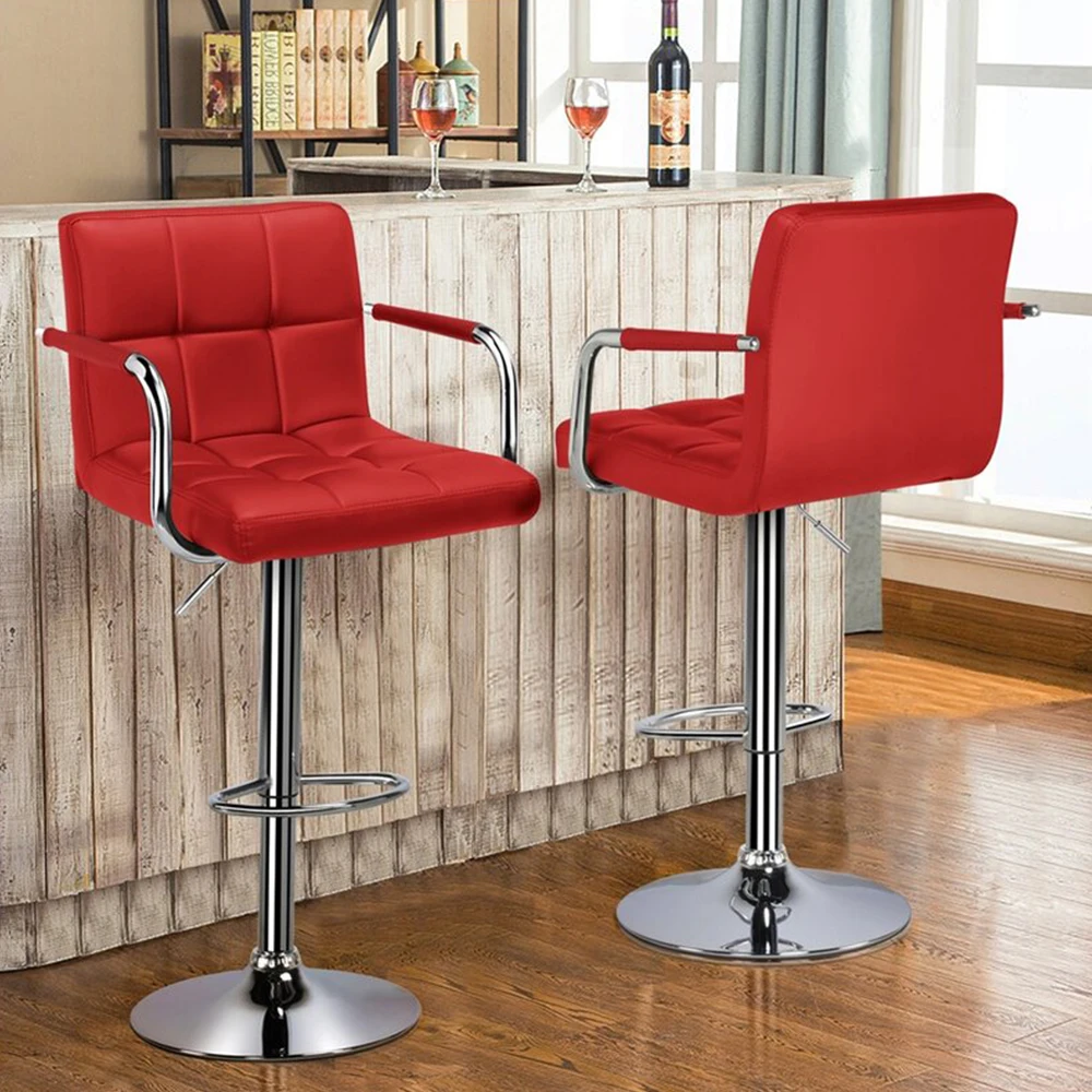 Luxury nordic modern adjustable swivel modern pu leather high bar stools chairs for kitchen
