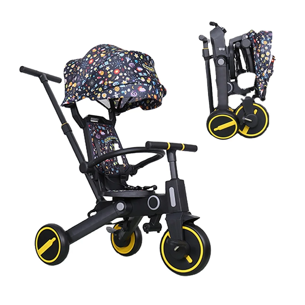 Foldable 7 in 1 Child Toddler Tricycle 3 Wheel Kids Trike Bike Kids Baby Tricycle Trike for Kids Children 1-6 Year Old