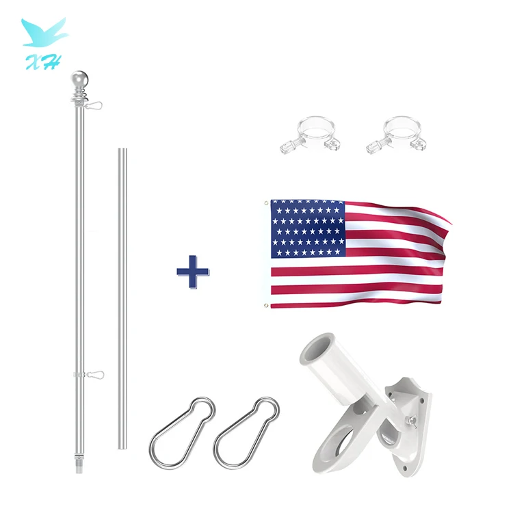 Extendable Flag Pole Kit Wall Mounted Bracket Flag Kit Holder for Garden Yard Truck Boat