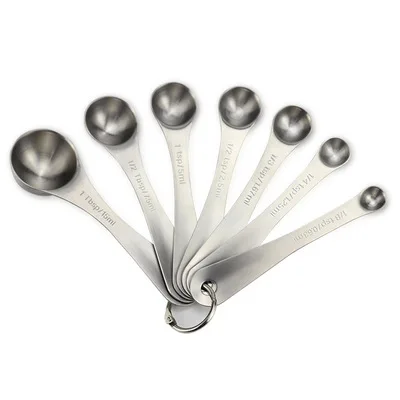 Measuring Spoons Set of 7 Heavy Duty Stainless Steel Metal Teaspoon Tablespoon for Measuring Dry and Liquid Ingredient