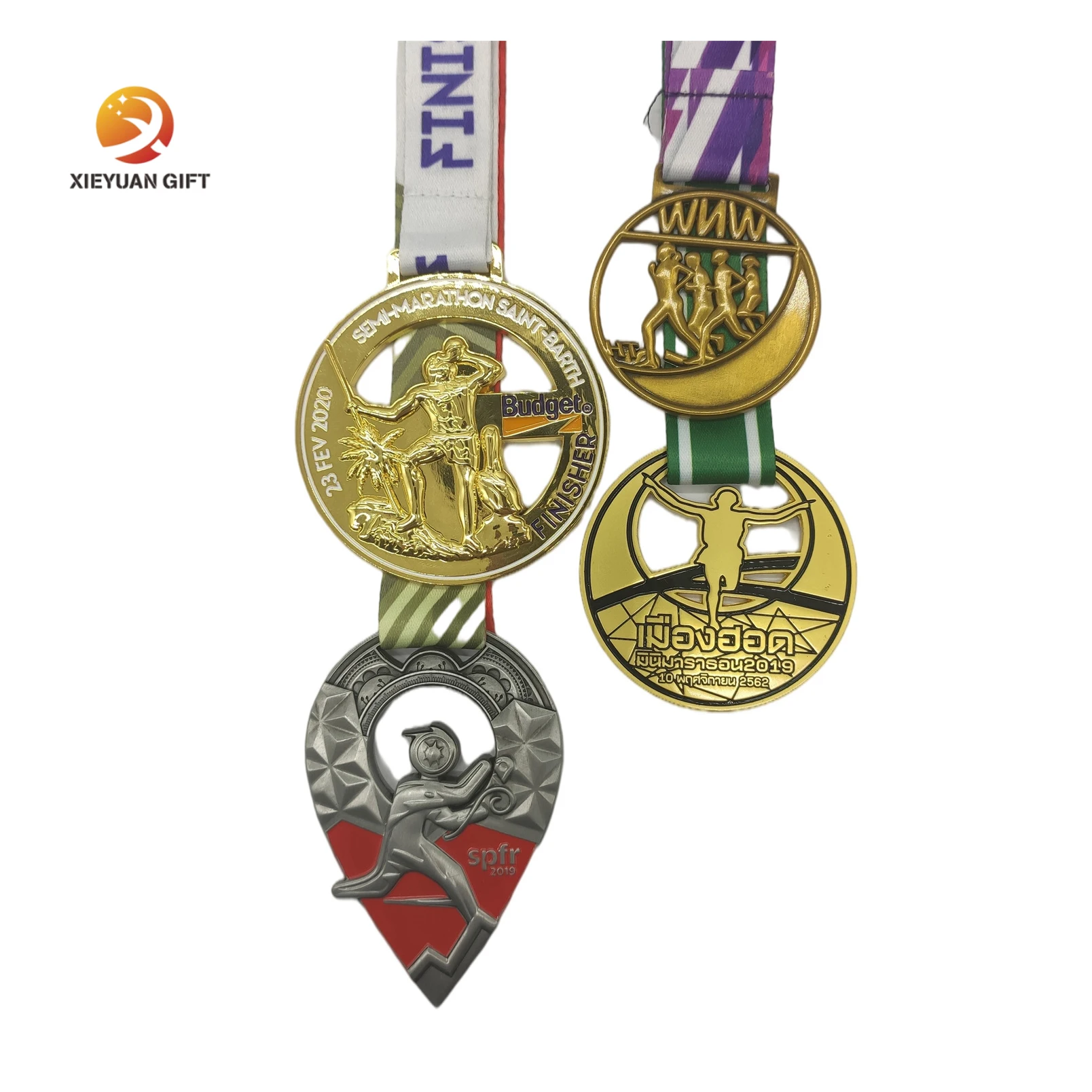 Customized Logo With Ribbon Blank Running Marathon Gold Silver Medals Custom Metal Sport Medal
