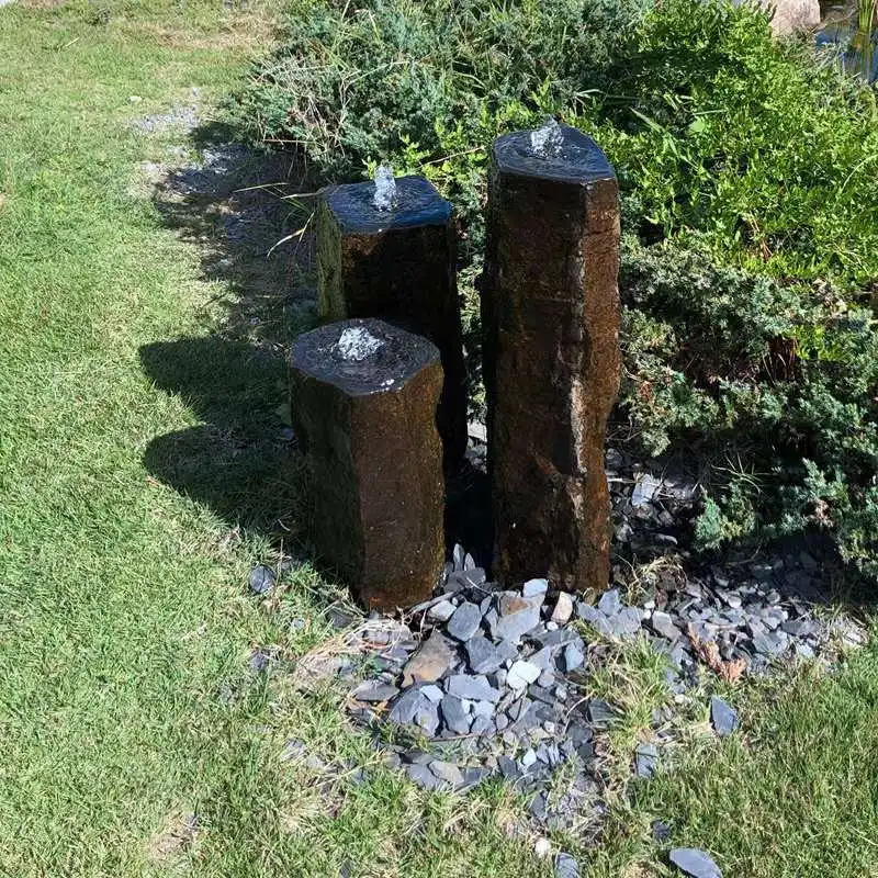 Outdoor Garden Basalt Pillar Stone Corner Water Feature Fountains