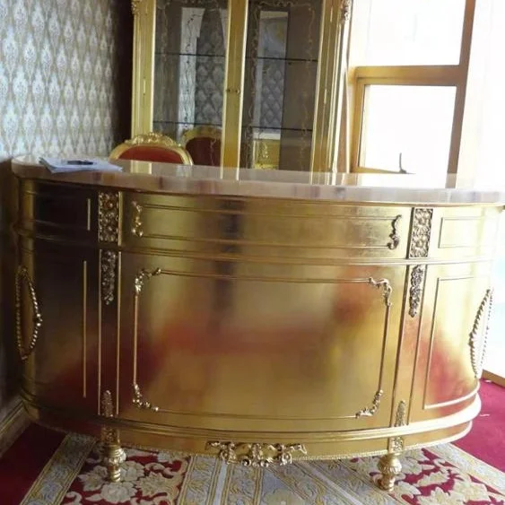 European classical luxury gold wooden bar table for hotel