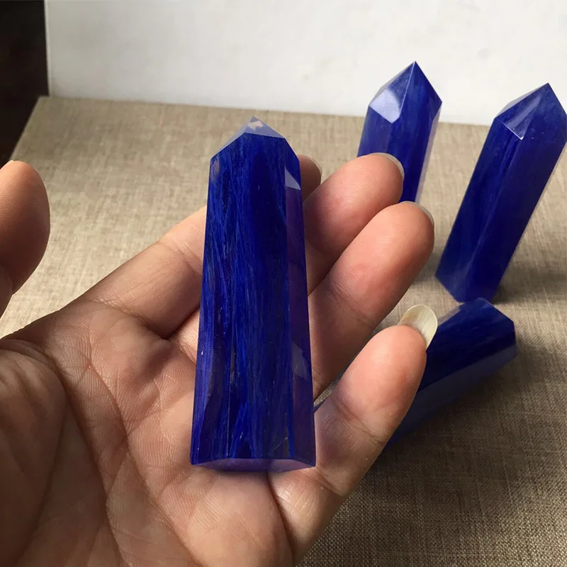 
Healing Blue Crystal Wands for Home Desk Office Reiki Chakra Single Point Stone 