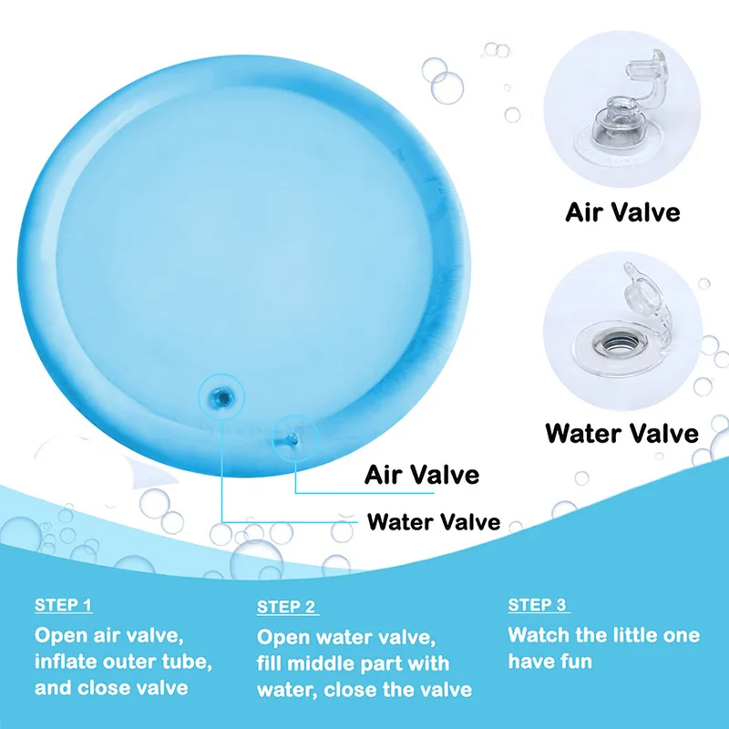 Eco-friendly PVC portable convenient inflatable infant baby water play mat for learning Tummy time play mat