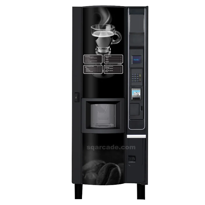 Robotic hand-cranked milk tea/coffee vending machine with coin machine credit card payment advertising screen coffee vending mac