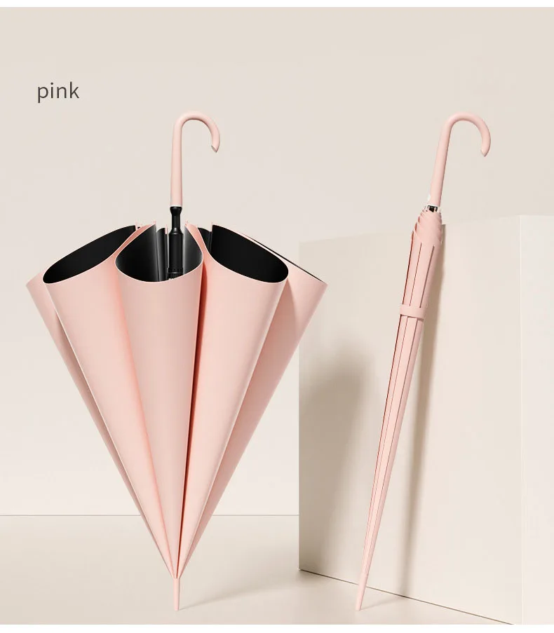 Japanese Style Straight Pole Long Handle Large Umbrella Reinforced Wind Resistant Dual Use Anti UV Umbrella