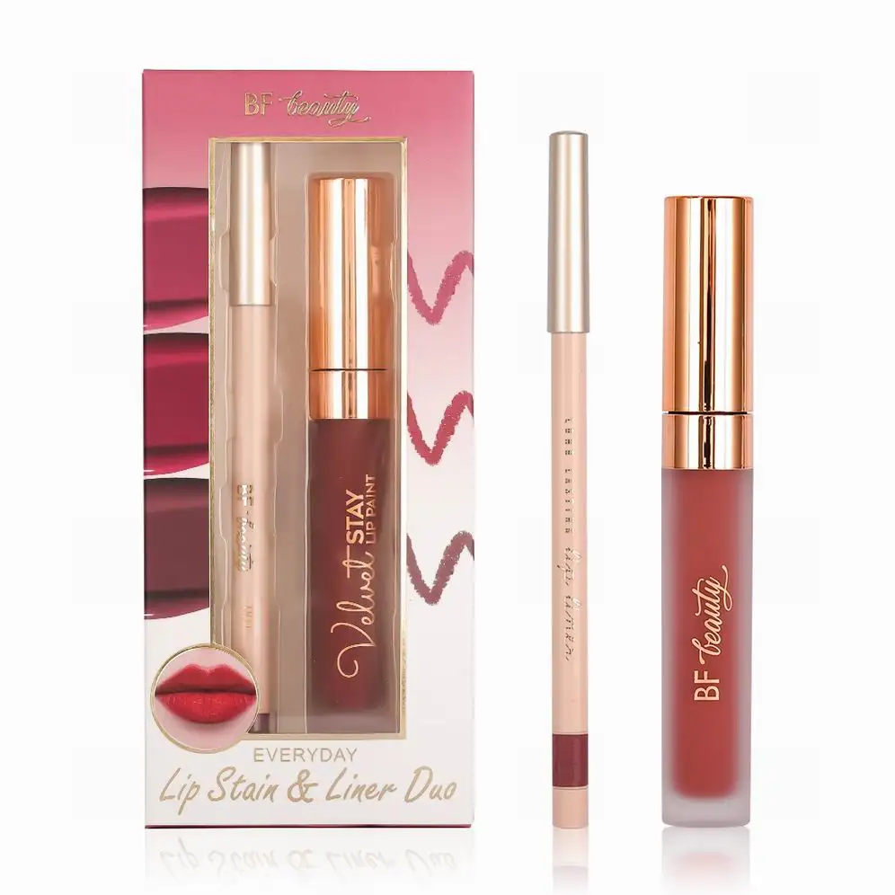 Wholesale Moisturizing Make Up Cute Women Lip Gloss Liner Set Kit Cute Private Label Everyday Lip Stain Liner Duo Set for Girls