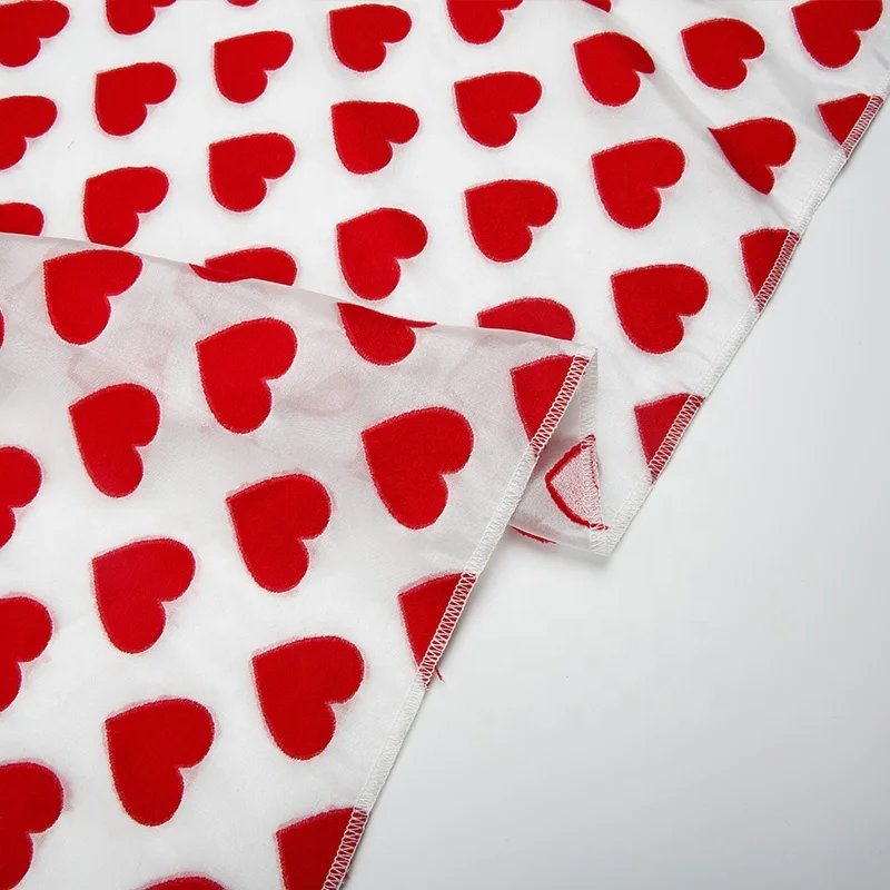 TDR1458-L China Supplier 100% Polyester Heart Embossed Clipped jacquard Fabric for Skirt Dress Fashions