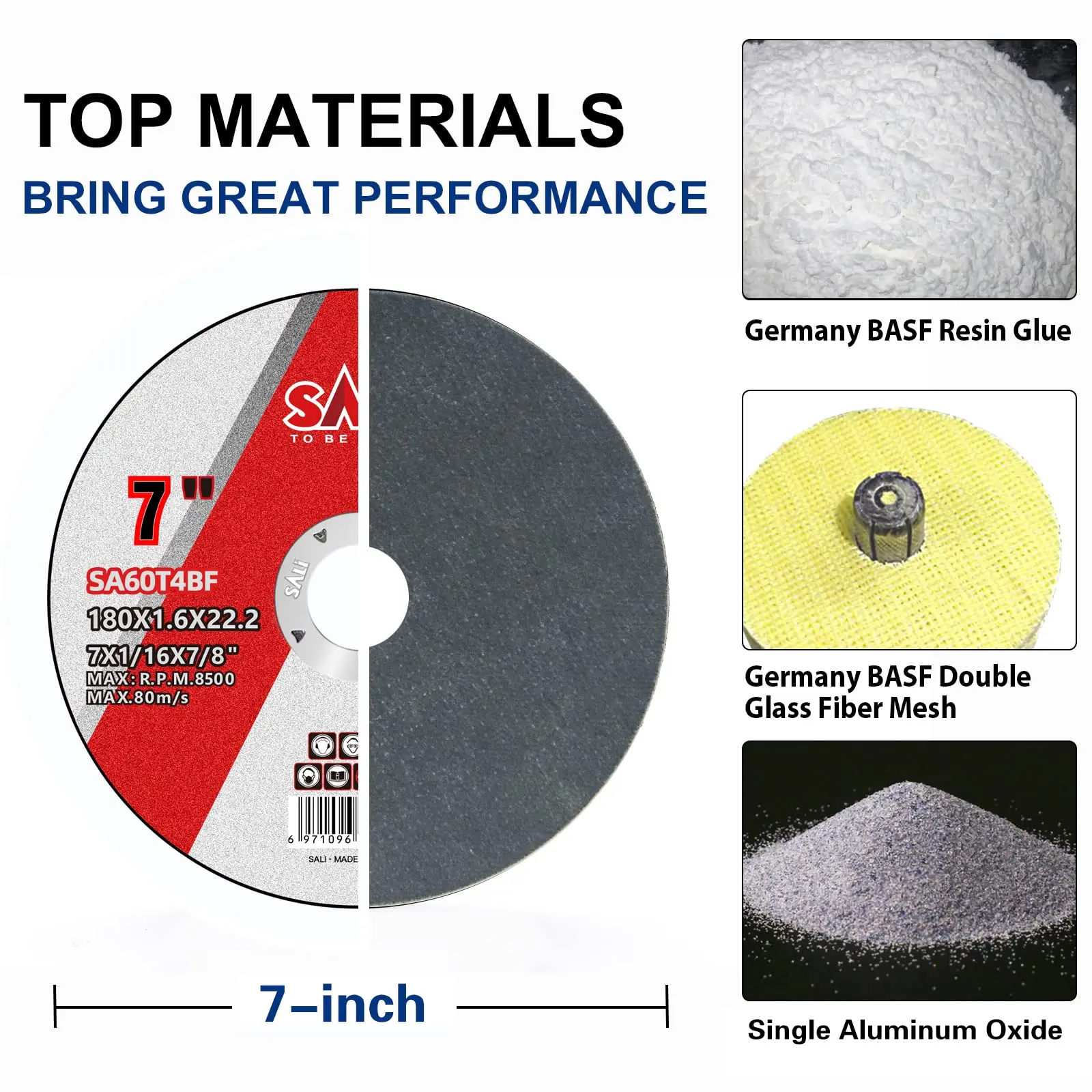 SALI 180 mm cut off wheel high quality abrasive tool 7 inch inox cutting disc for stainless steel