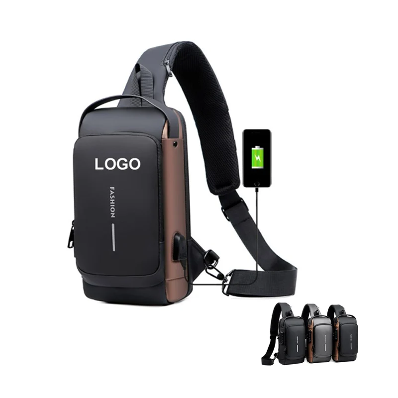Hot Sale Amazon new fashion waterproof chest bag USB men Crossbody Sling Bag Men Crossbody Bag For Men
