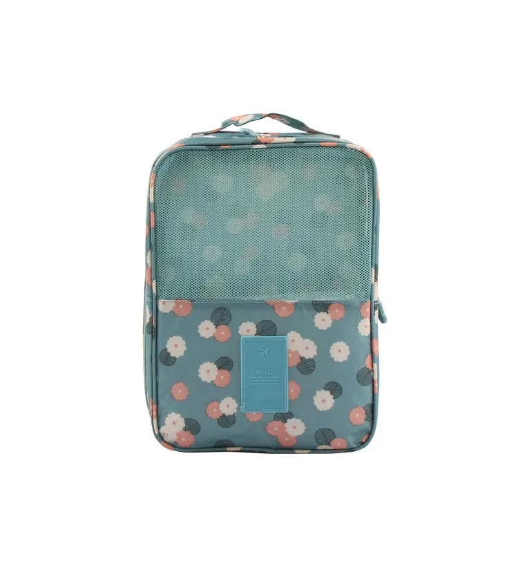 wholesale waterproof fashion custom printing nylon or polyester wholesale travel shoe bag with zipper