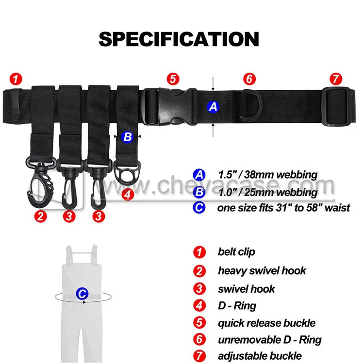 High Quality Custom Adjustable Fishing Wading Belt Waders Straps