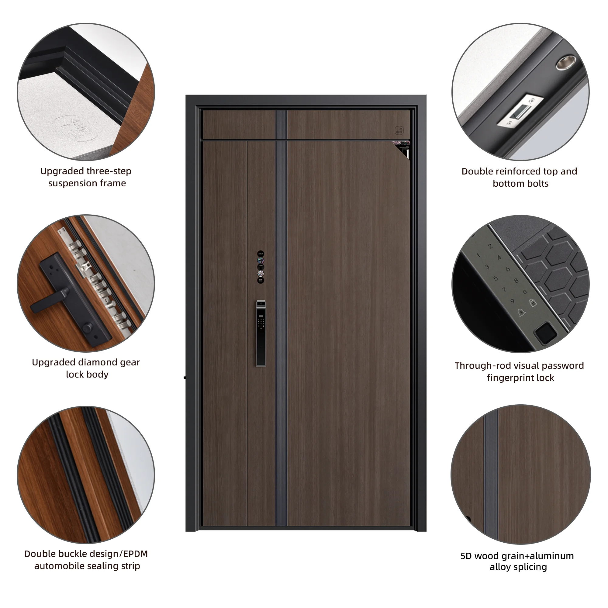 European Steel Security Doors Bullet Proof Smart Exterior Apartments Metal Front Door for Main Door with Multi Lock