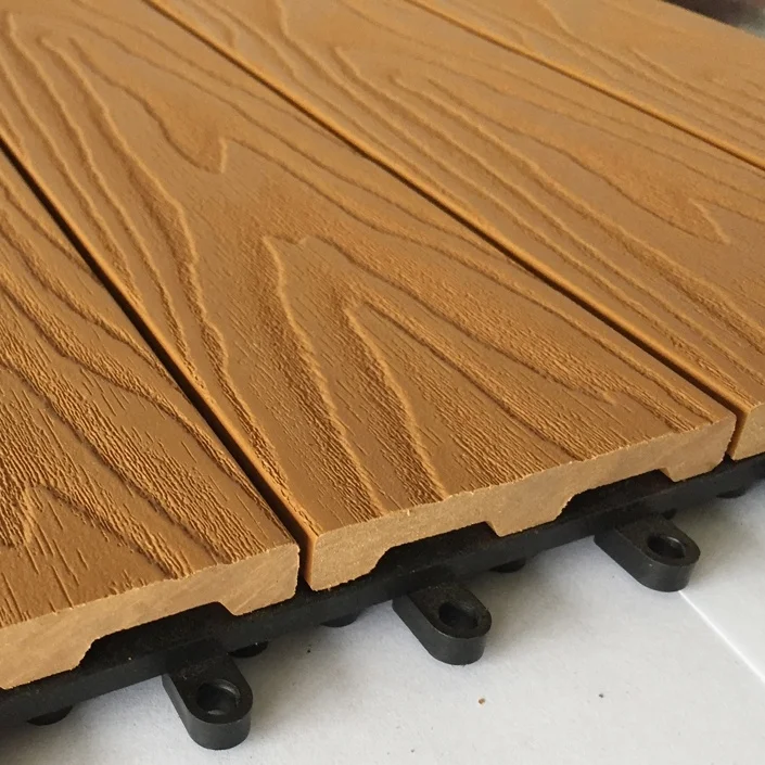 Garden Flooring Diy Tiles Deep Embossed Grid Wood Wpc Deck Tiles