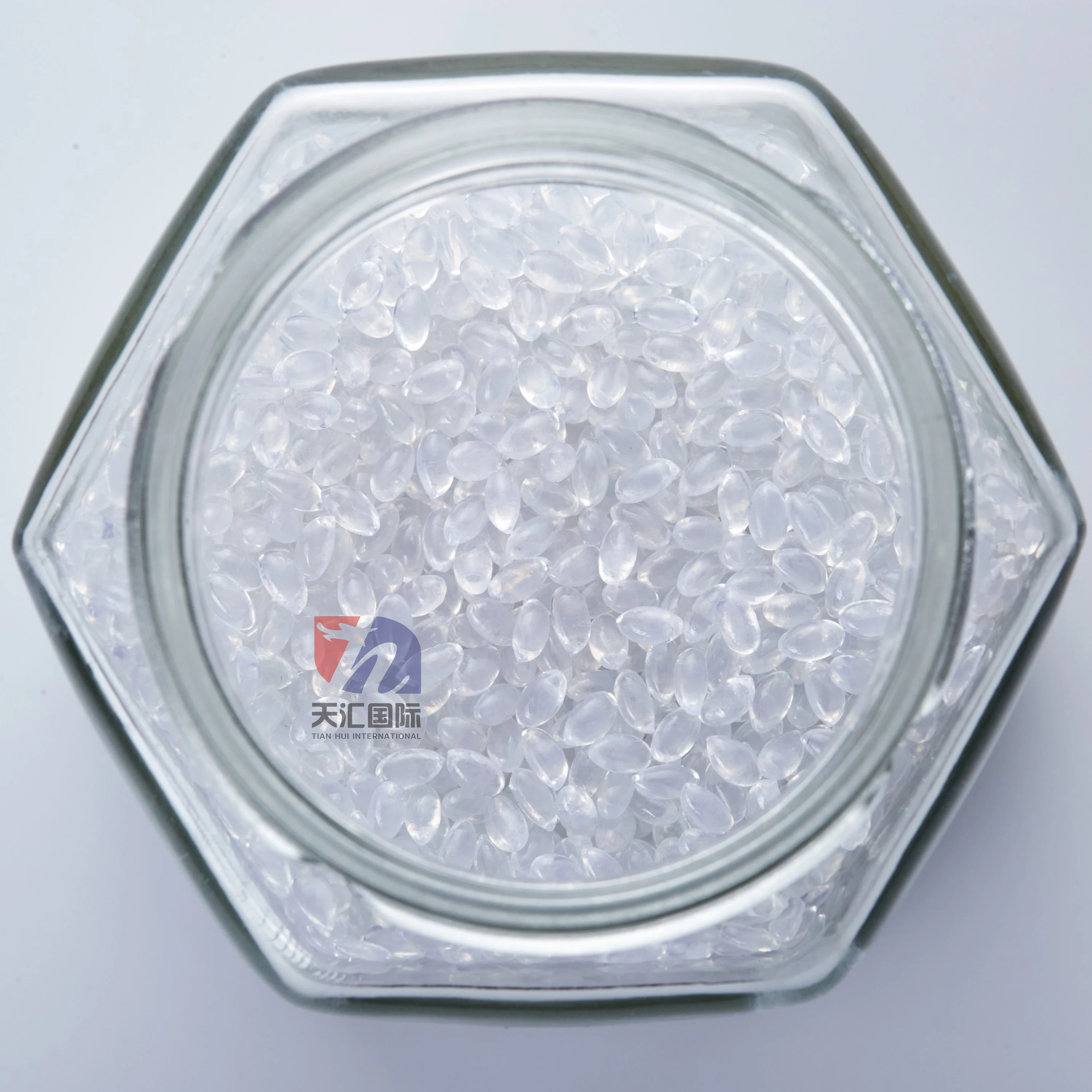 Fully transparent white hot melt adhesive colloidal particle for packaging products film-coated products metals and plastic