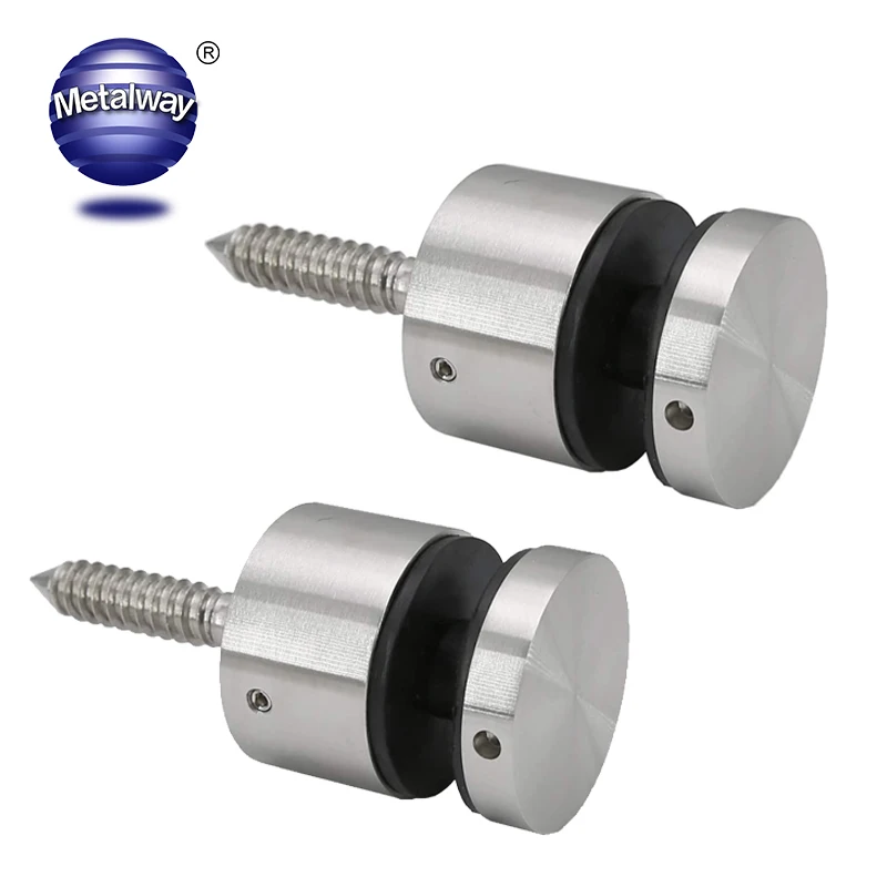 Glass Balustrade Stainless Steel Railing Design Black D 38 mm Adjustable Glass Standoff for 16 mm glass railing staircase