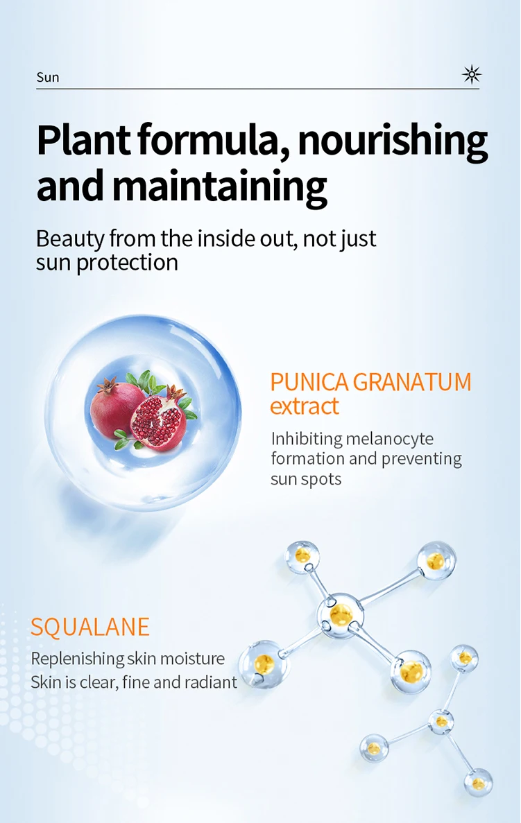 Private Label pomegranate protective spray face body sunscreen spray 150ml moisturizing whitening sunblock UV Protect