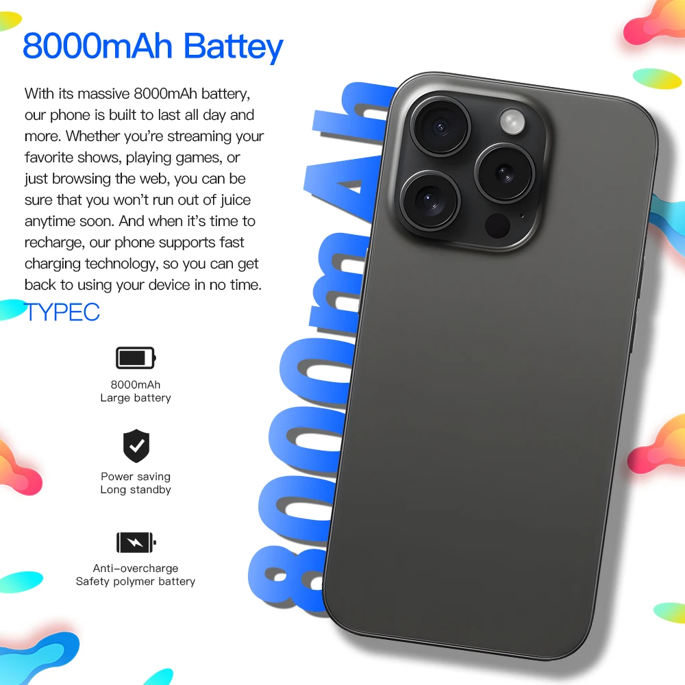 15 Pro Max 6 54 дюймов полноэкранный Wi-Fi GPS I15 смартфон ГБ + 128 Android 4G 5G мобильный телефон