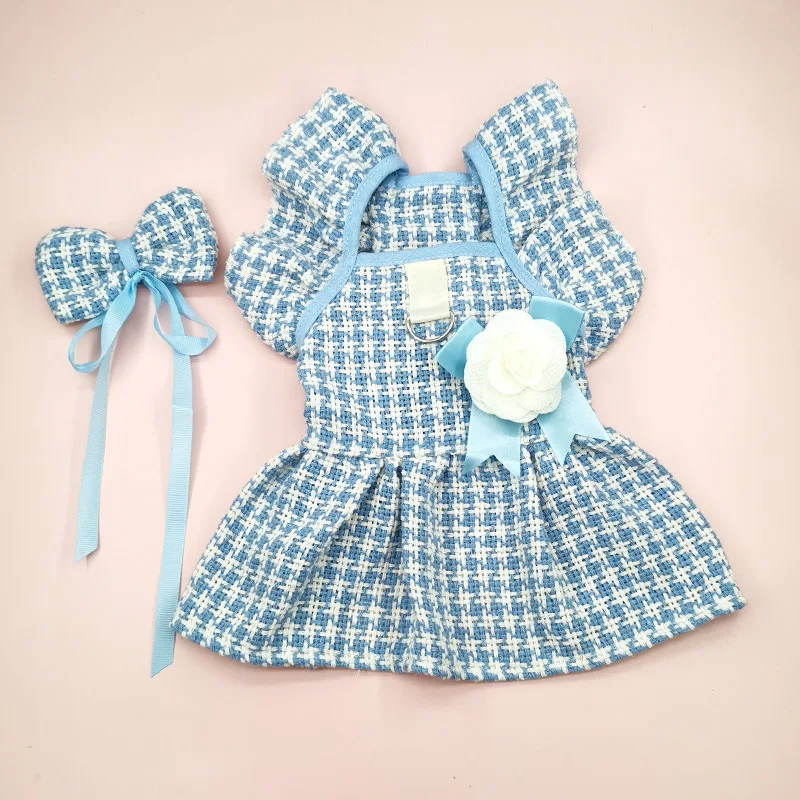 LM0041K New dog plaid dress Pet flower suspender skirt pet party princess dress formal pet clothes