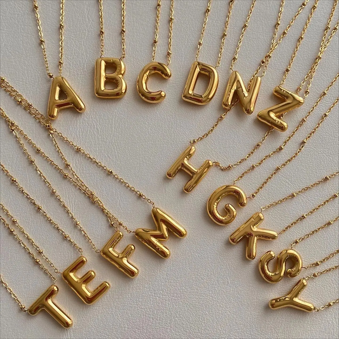 Fashion New 26 Bubble Letters Pendant Necklace Name Initial Necklace Waterproof Sweater Chain Letter Jewelry Idea Gift